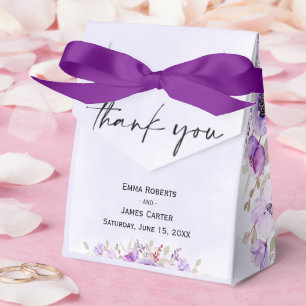 Purple Floral Wedding Favour Boxes
