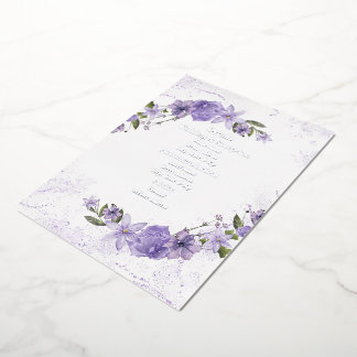 Purple Floral Wedding Foil Detail Card