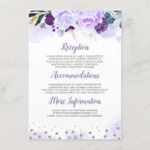 Purple Floral Wedding Information Guest Enclosure Card