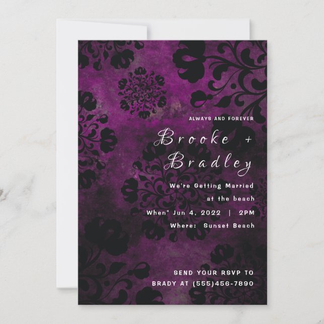 Purple Floral Wedding Invitation (Front)
