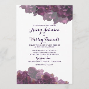 Purple Floral Wedding Invitation