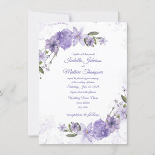 Purple Floral Wedding Invitation