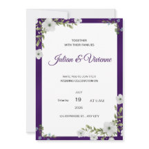 Purple Floral Wedding Invitation