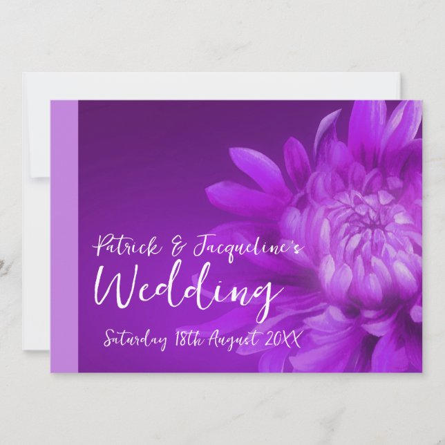 Purple floral wedding invitation (Front)