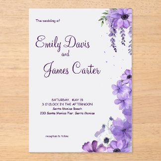 Purple Floral Wedding Invitation