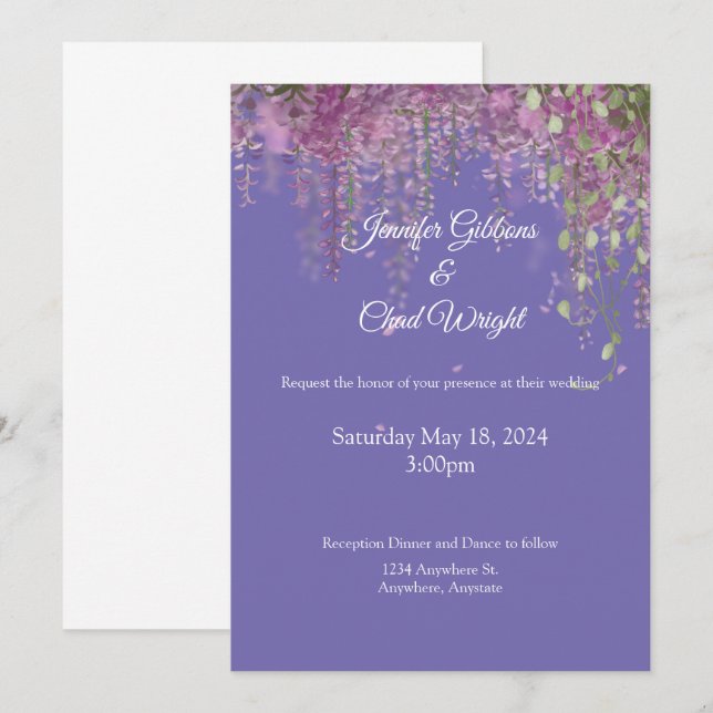 Purple Floral Wedding Invitation (Front/Back)