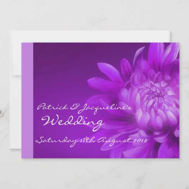 Purple floral wedding invitation (Front)