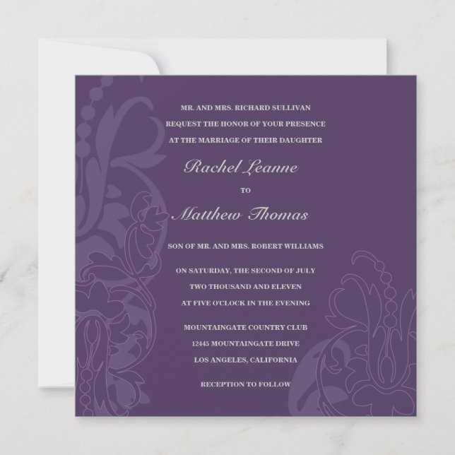 Purple Floral Wedding Invitation (Front)