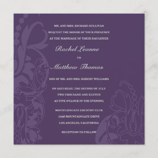 Purple Floral Wedding Invitation