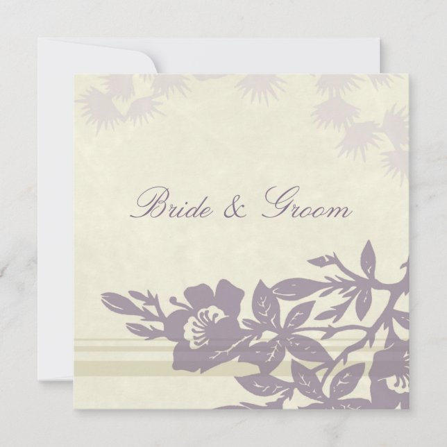 Purple Floral Wedding Invitation Card (Front)