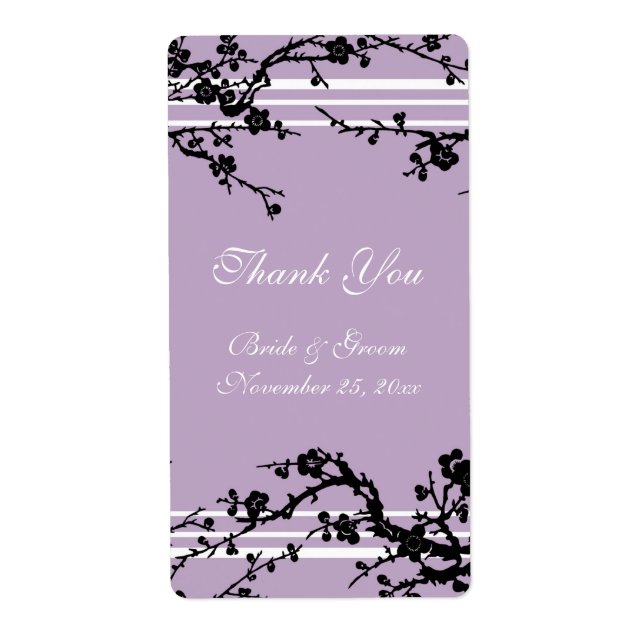 Purple Floral Wedding Labels (Front)