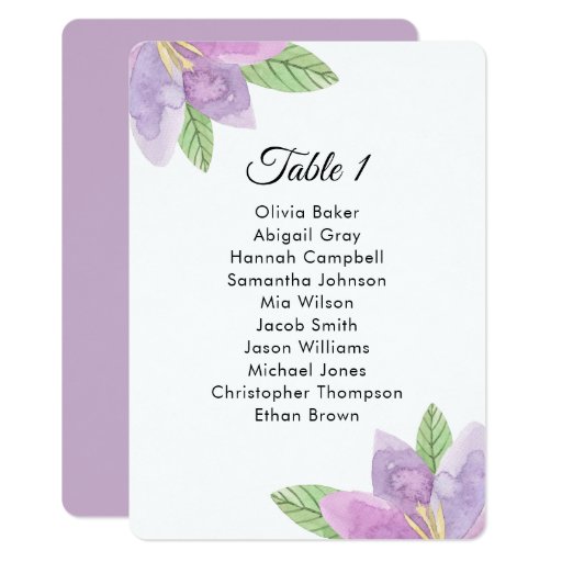Image of Purple floral wedding. Lilac fiowers seating chart Invitation
