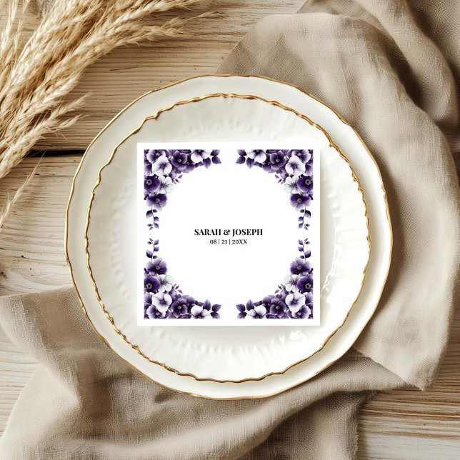 Purple Floral Wedding Napkin (Creator Uploaded)