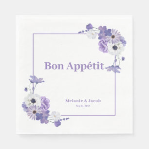Purple Floral Wedding Napkin
