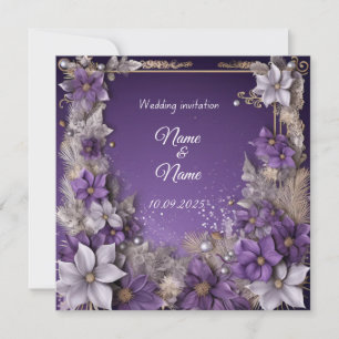 Purple floral Wedding nikkah invitation 