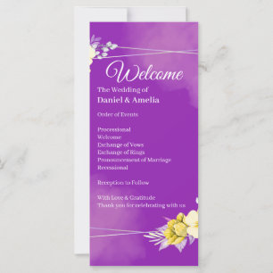 Purple Floral Wedding Program