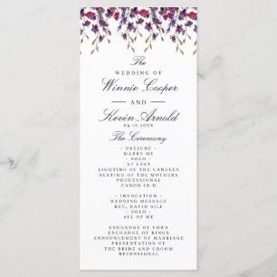 Purple Floral Wedding Program Programme