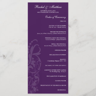 Purple Floral Wedding Program Programme
