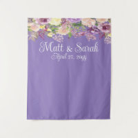 Purple Floral Wedding Reception Flower Photo Booth