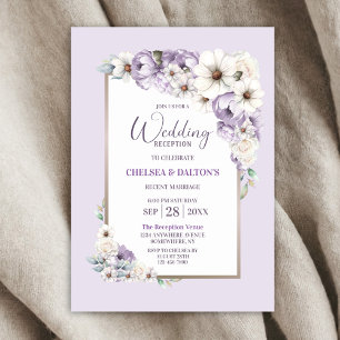 Purple Floral Wedding Reception Invitation
