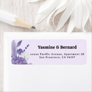 Purple Floral Wedding Return Address