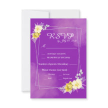 Purple Floral Wedding RSVP Card