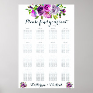 Purple Floral Wedding Seating Chart