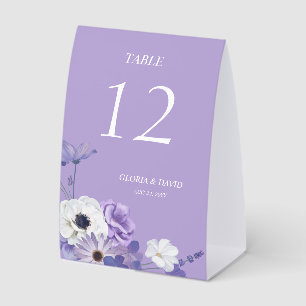 Purple Floral Wedding Table Number 