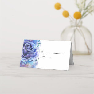 Purple Floral Wedding Table Place Card