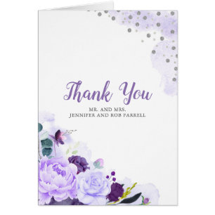 Purple Floral Wedding Thank You