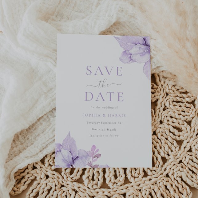 Purple Floral Wedding Watercolor Stunning Save The Date (Creator Uploaded)