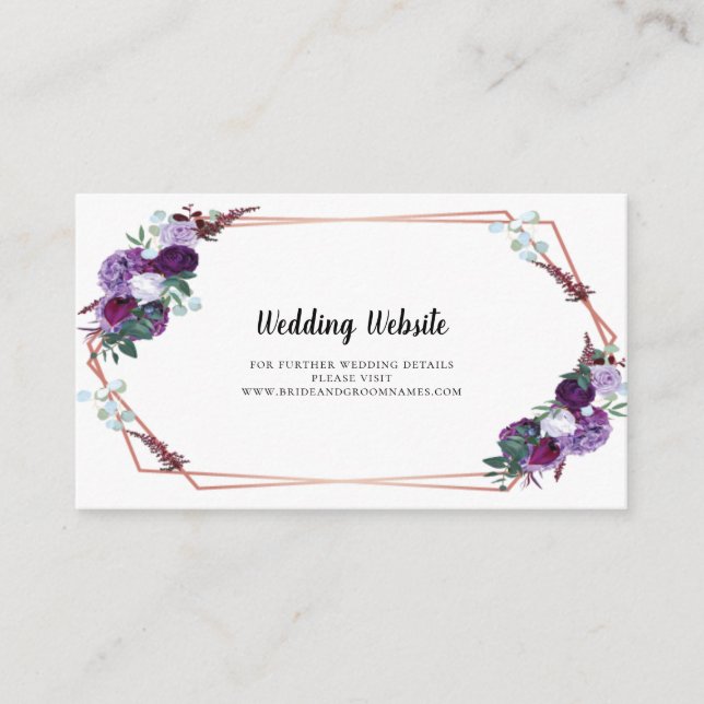 Purple Floral Wedding Website Details Enclosure Card (Front)