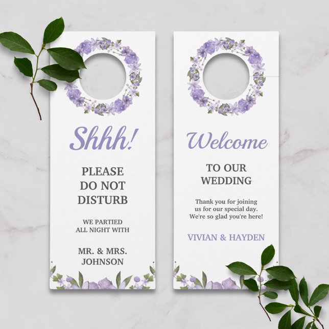 Purple Floral Wedding Welcome/Do Not Disturd Door Hanger (Creator Uploaded)