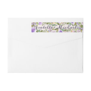 Purple Floral Wedding Wrap Around Labels