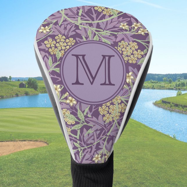 Purple Floral William Morris Custom Initial Ladies Golf Head Cover (Creator Uploaded)