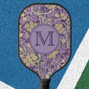 Purple Floral William Morris Custom Initial Ladies Pickleball Paddle