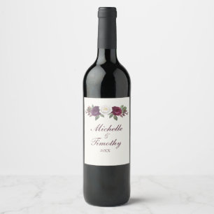 Purple Floral Wine Label