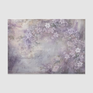 Purple Floral Wisteria Lilac Typography Decoupage Tissue Paper