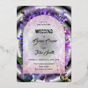 Purple floral with complex background / minimalist
