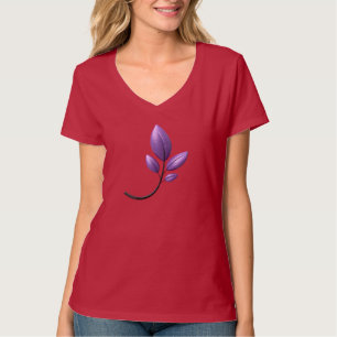 Purple Floral Women's Basic V-Neck T-Shirt