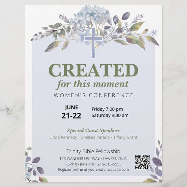 Purple Floral Women's Church Conference Flyer (Front)