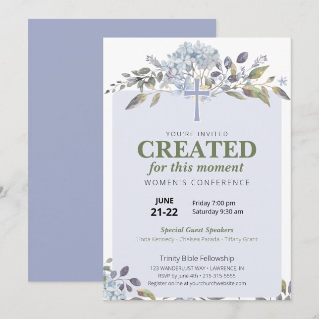 Purple Floral Women's Church Conference Invitation (Front/Back)