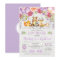 Purple Floral Woodland Animals Baby Shower Invite