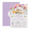 Purple Floral Woodland Animals Baby Shower Invite