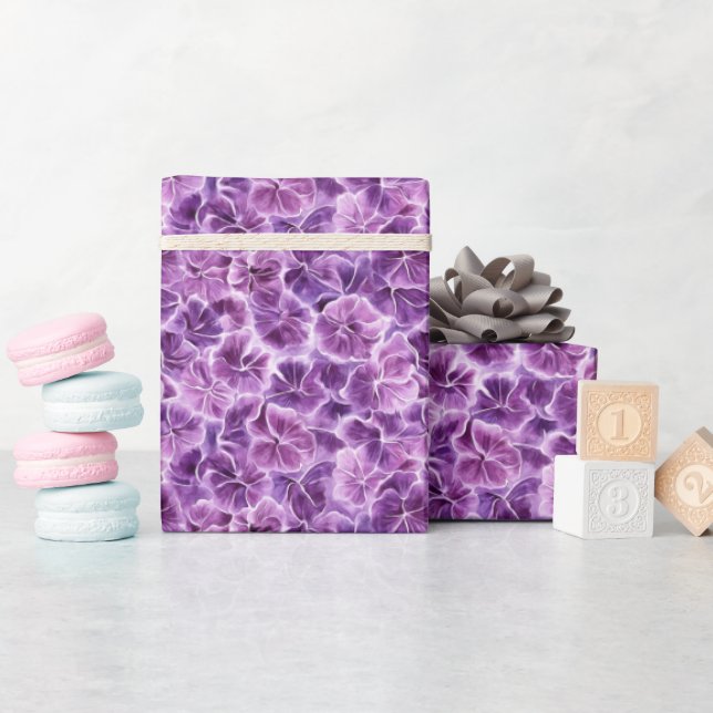 Purple Floral  Wrapping Paper (Baby Shower)