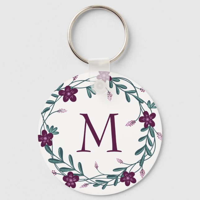 Purple Floral Wreath Key Ring (Front)