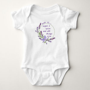 Purple Floral Wreath Sugar & Spice Nursery Rhyme Baby Bodysuit