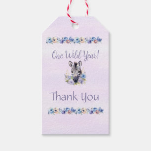 Purple Floral Zebra Birthday Gift Tags