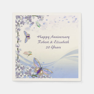 Purple Florets & Butterflies Personalise Party Napkin