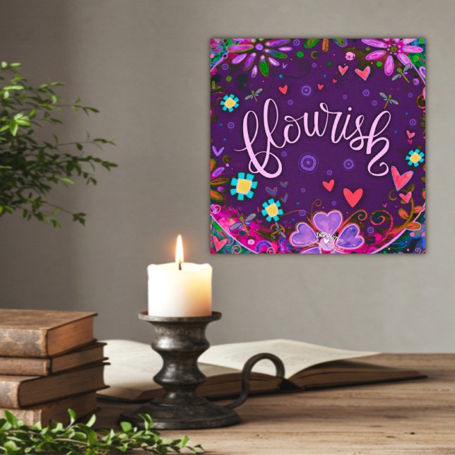Purple Flourish Inspirational Heart Floral Pretty  Canvas Print (Creator Uploaded)